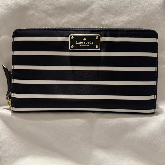 kate spade Handbags - Kate Spade Black and White Striped Wallet/Clutch